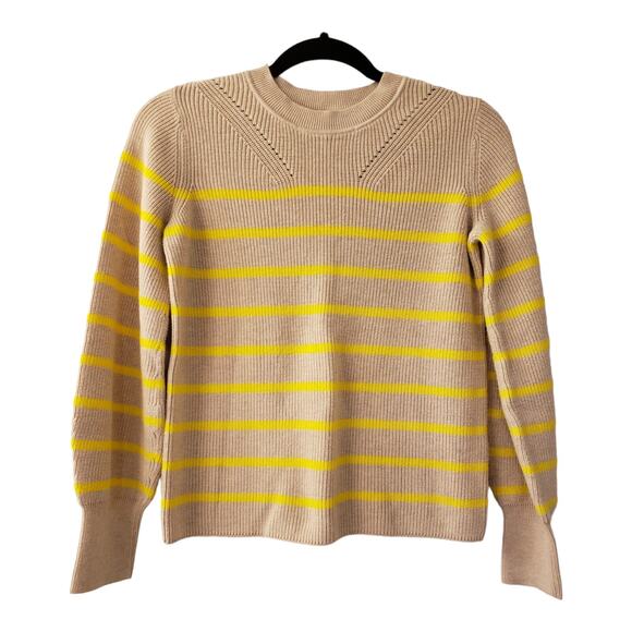 Banana Republic Factory Knit Sweater Small Women's Small Striped Tan Yellow - Picture 1 of 8